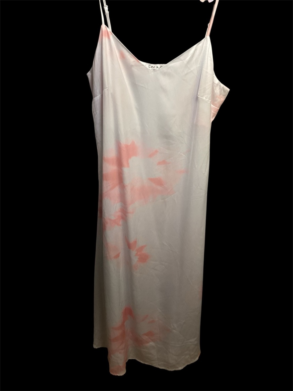 Dex White & Coral Tie-Dye Satin Slip Dress, casual, lounge,vacation style